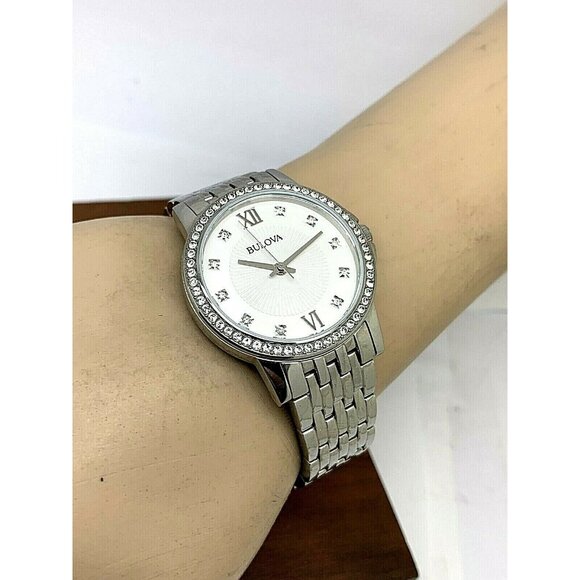 Bulova Women's Watch 96L297 Quartz Crystals Silver Dial Stainless Steel 32mm - Picture 6 of 13